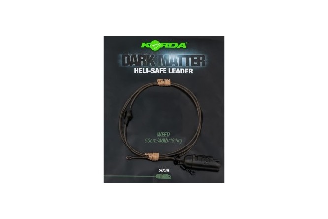 Korda Dark Matter Leader Heli Safe Weed, Clear and Gravel 40lb 1mt