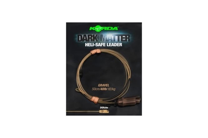 Korda Dark Matter Leader Heli Safe Weed, Clear and Gravel 40lb 50cm