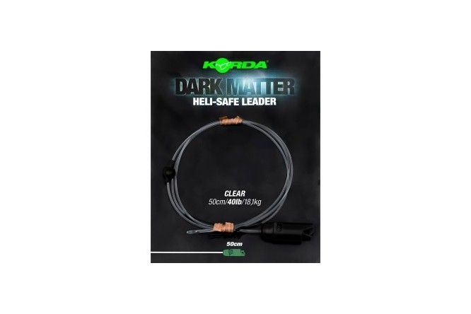 Korda Dark Matter Leader Heli Safe Weed, Clear and Gravel 40lb 50cm