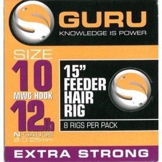 Guru 15" Feeder Hair Rigs Standard Size 10 line 12 lb