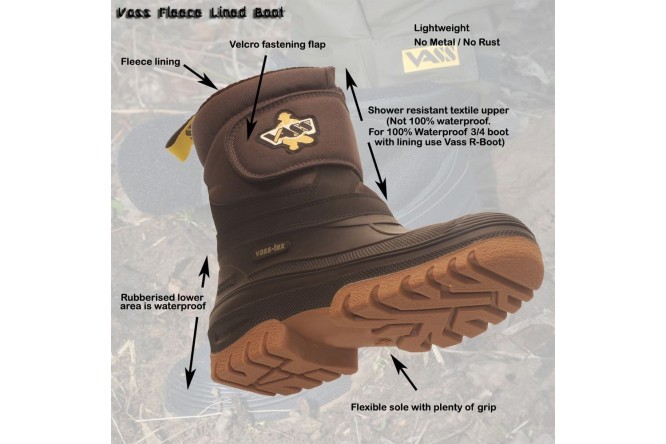 Vass Fleece Lined Boot w/Velcro Strap Blk/Grn