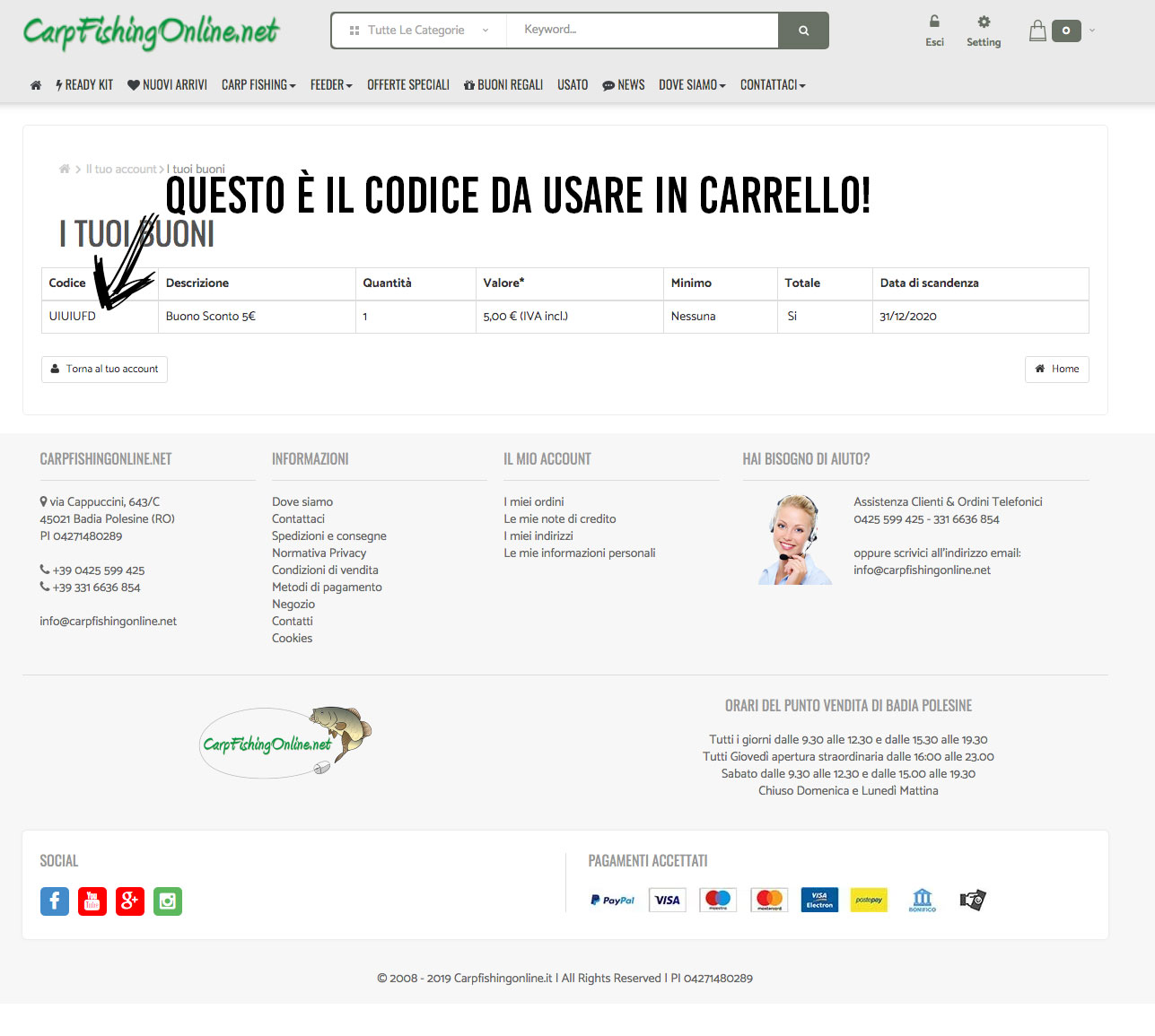 lista dei tuoi buoni spesa