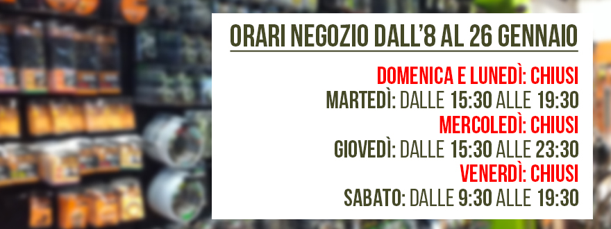Orari Negozio Mese Gennaio